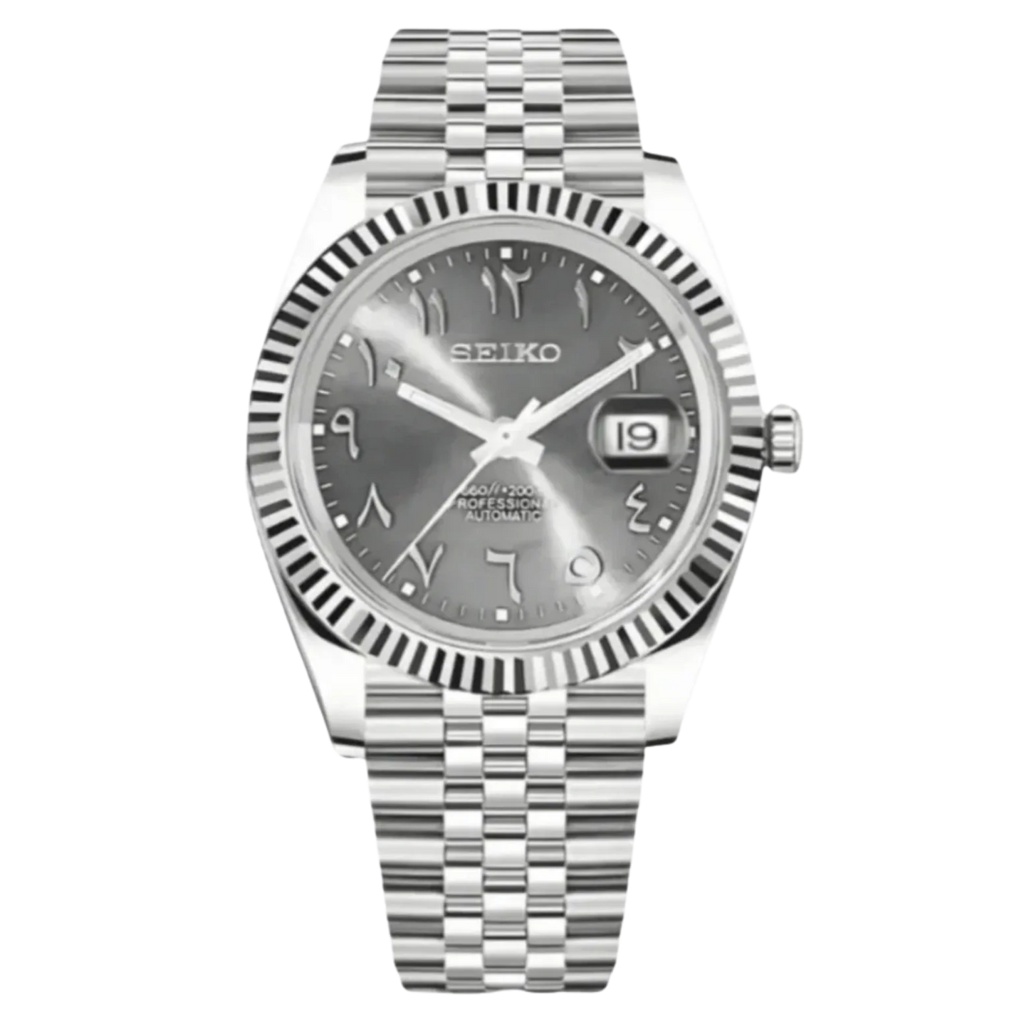 Seiko Mod Datejust Arabic Grey