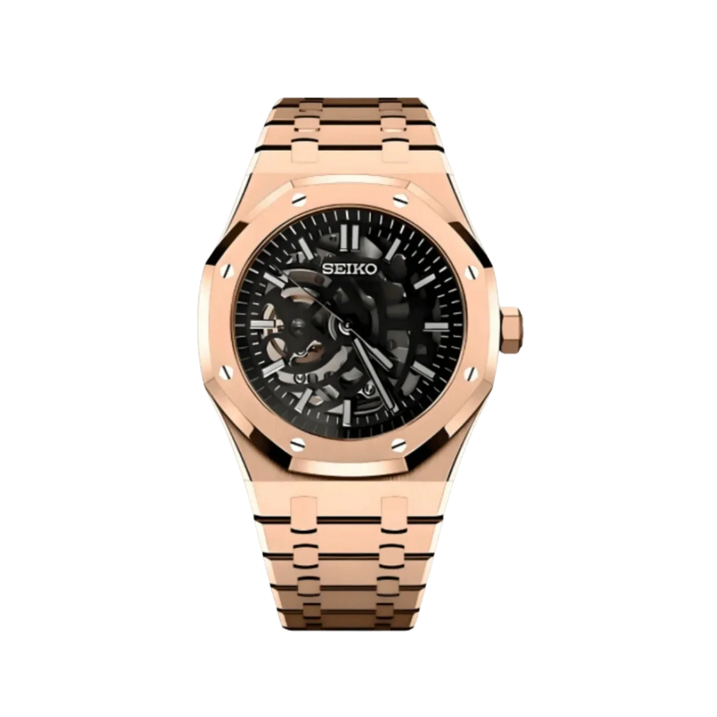 Seiko Mod Royal Oak Skeleton Rose Gold