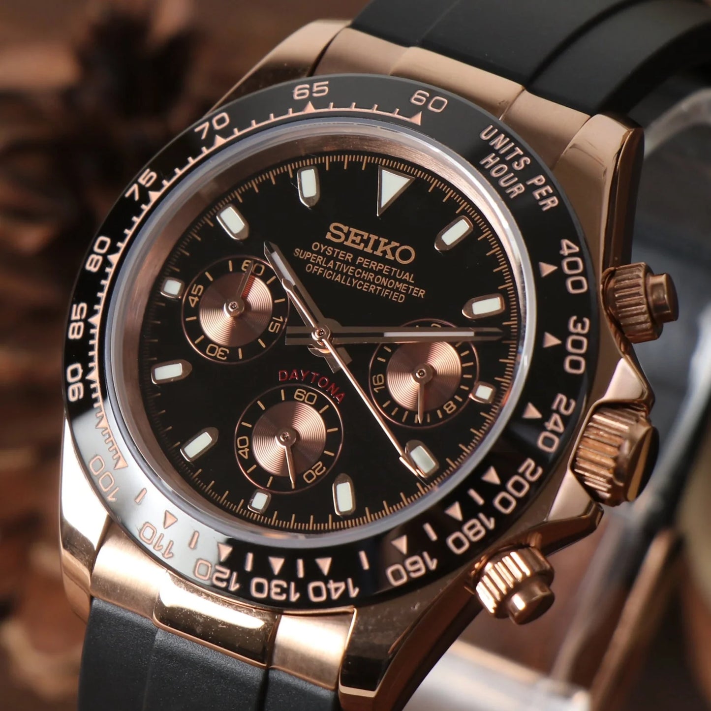 Seiko Mod Daytona Rose Gold