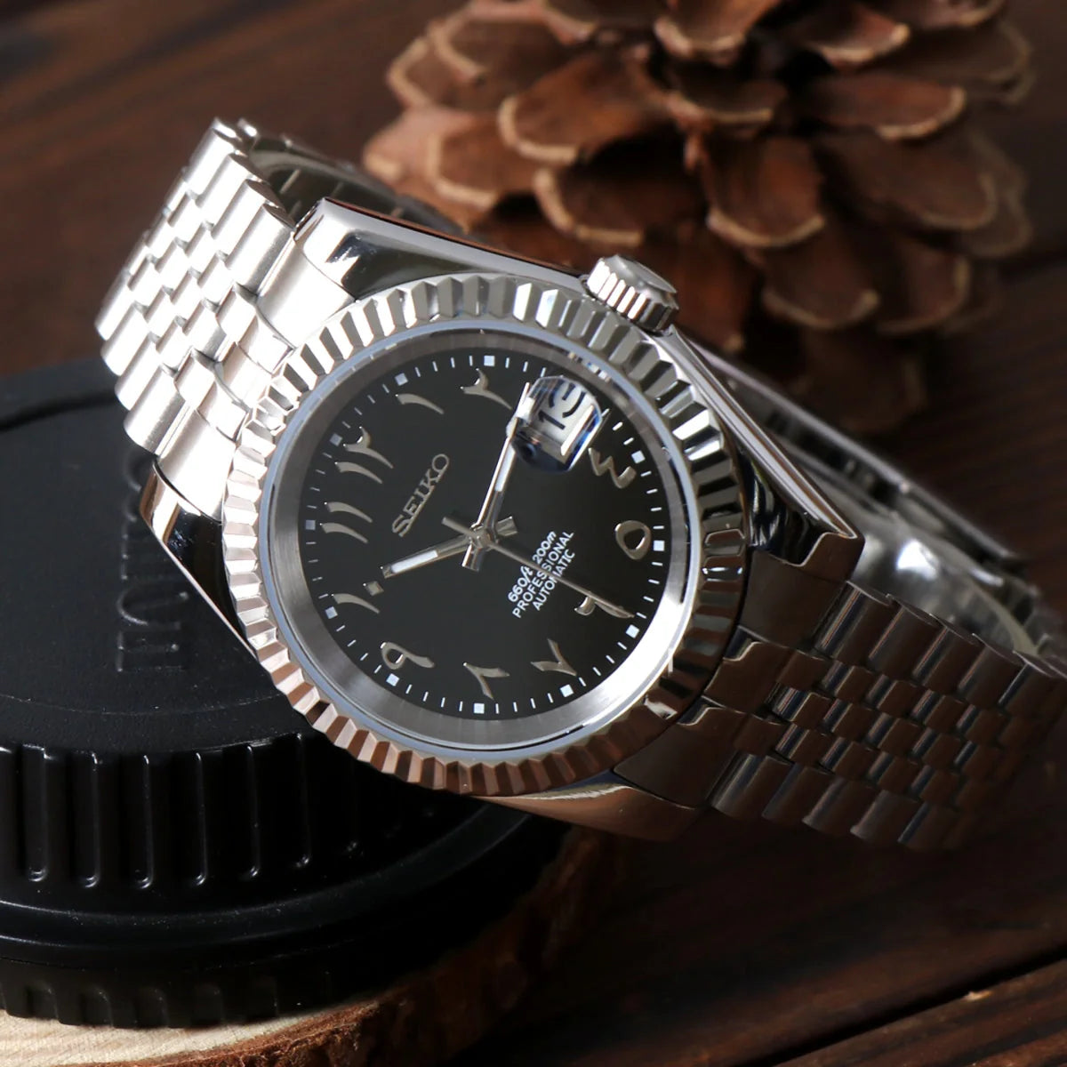 Seiko Mod Datejust Arabic Black
