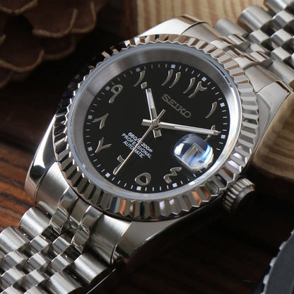 Seiko Mod Datejust Arabic Black