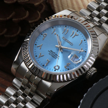 Seiko Mod Datejust Arabic Light Blue