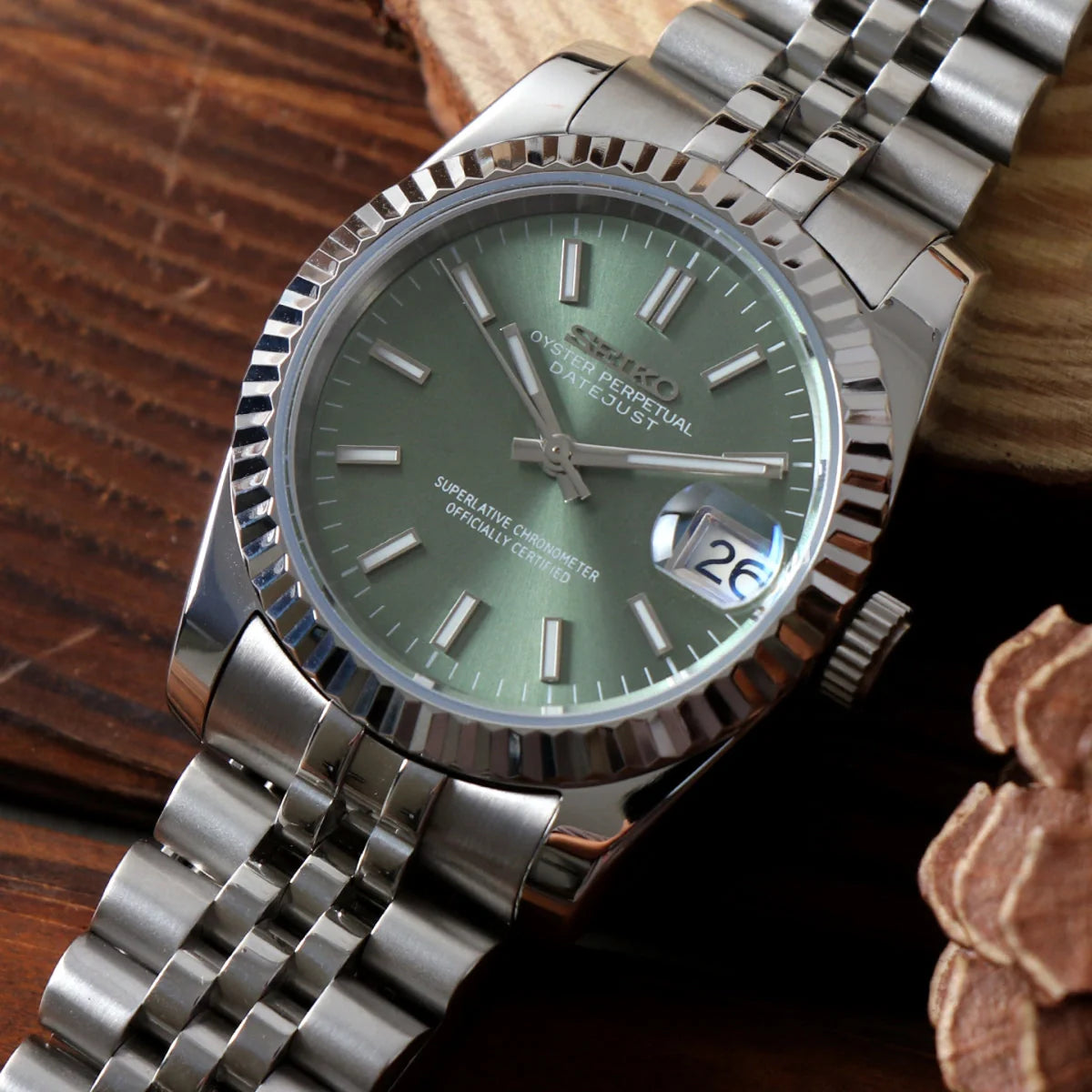 Seiko Mod Datejust Rhodium