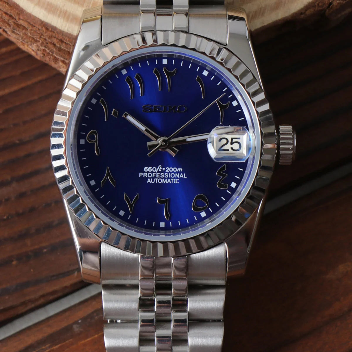 Seiko Mod Datejust Arabic Blue