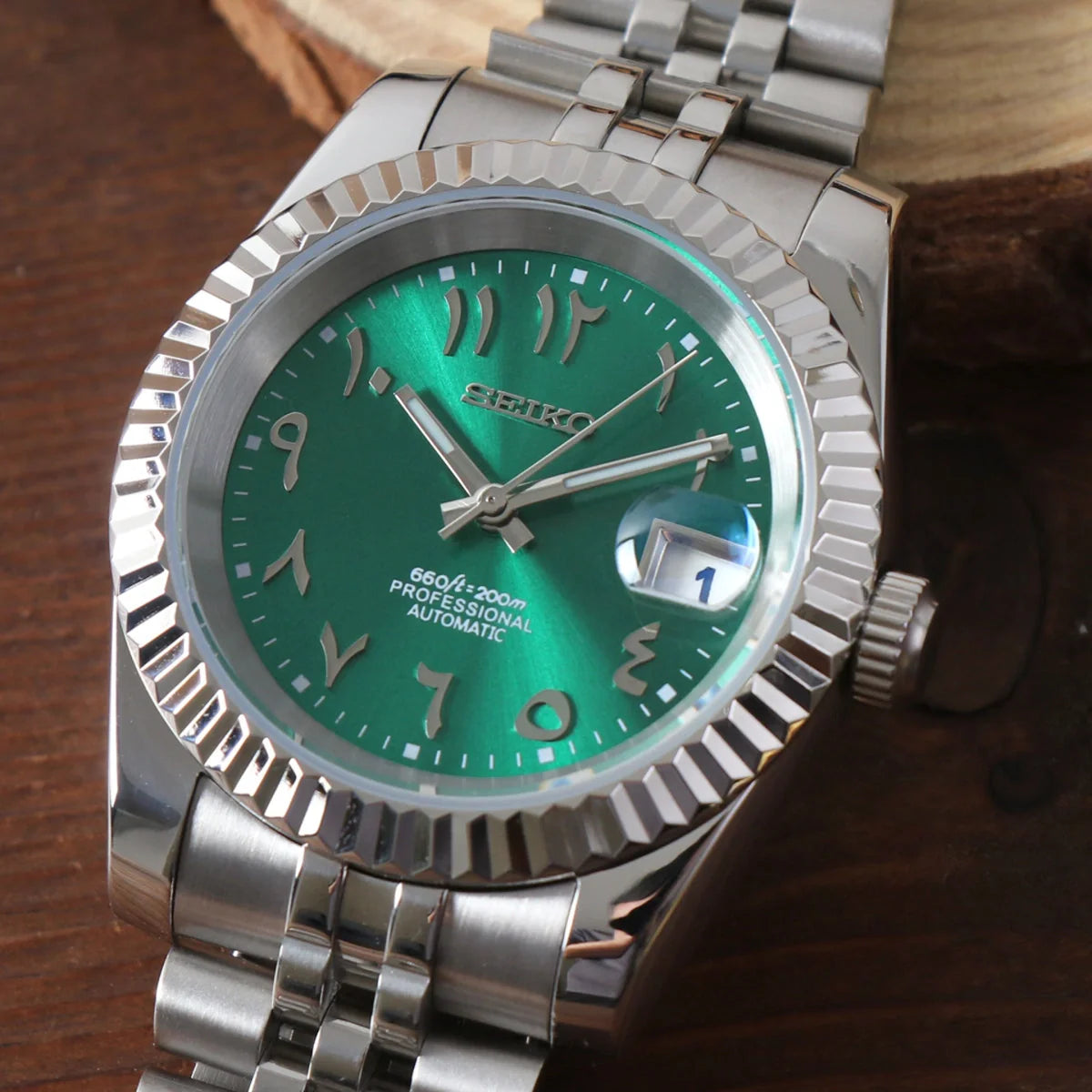 Seiko Mod Datejust Arabic Green