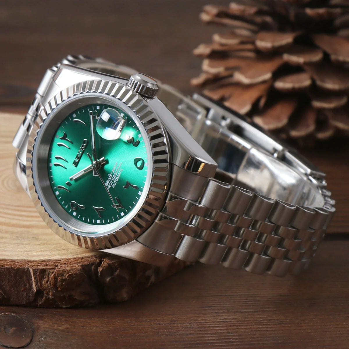 Seiko Mod Datejust Arabic Green