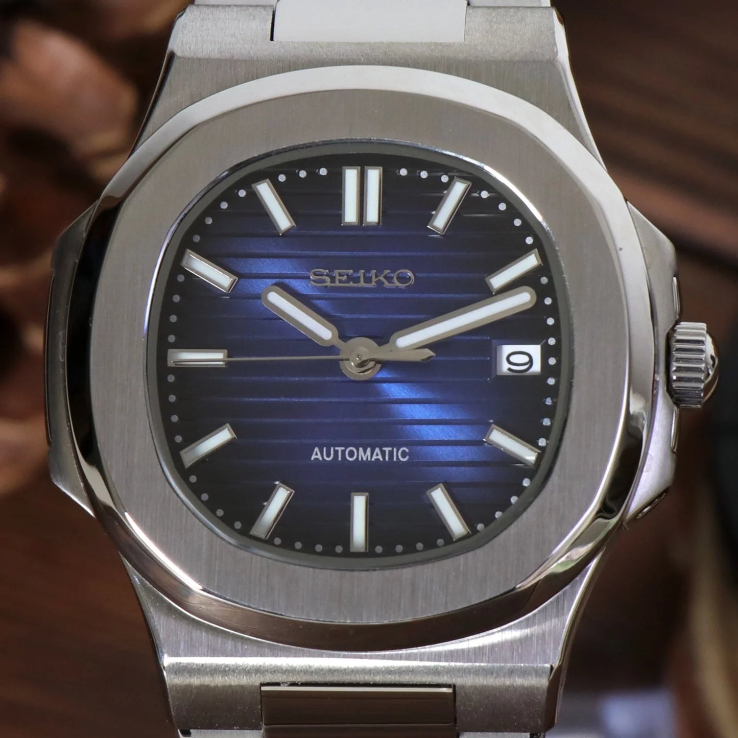 Seiko Mod Nautilus Blue