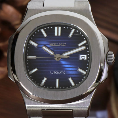 Seiko Mod Nautilus Blue