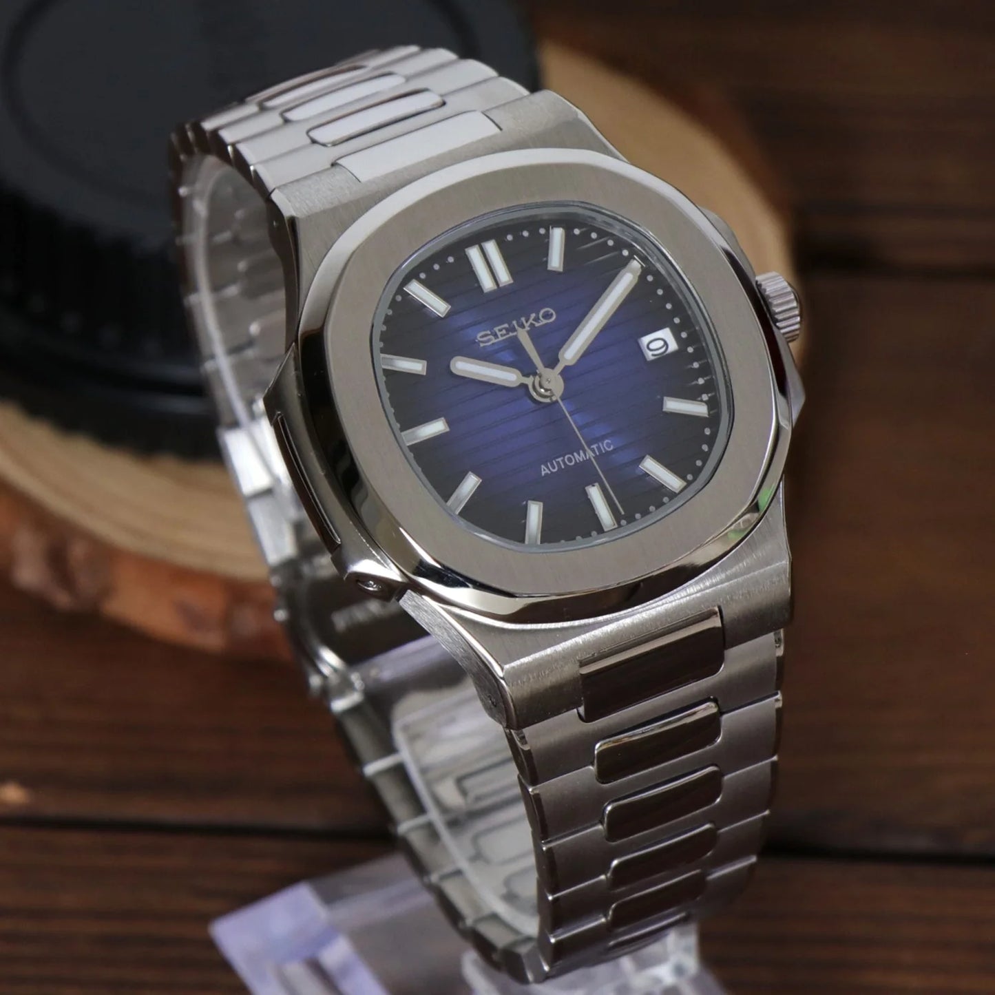 Seiko Mod Nautilus Blue