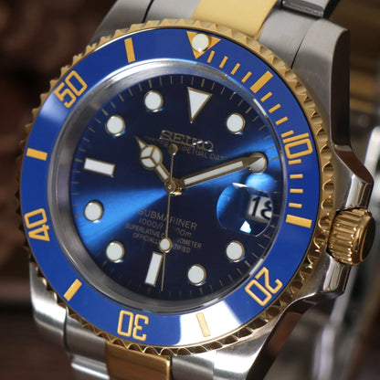 Seiko Mod Submariner Two Tone Blue
