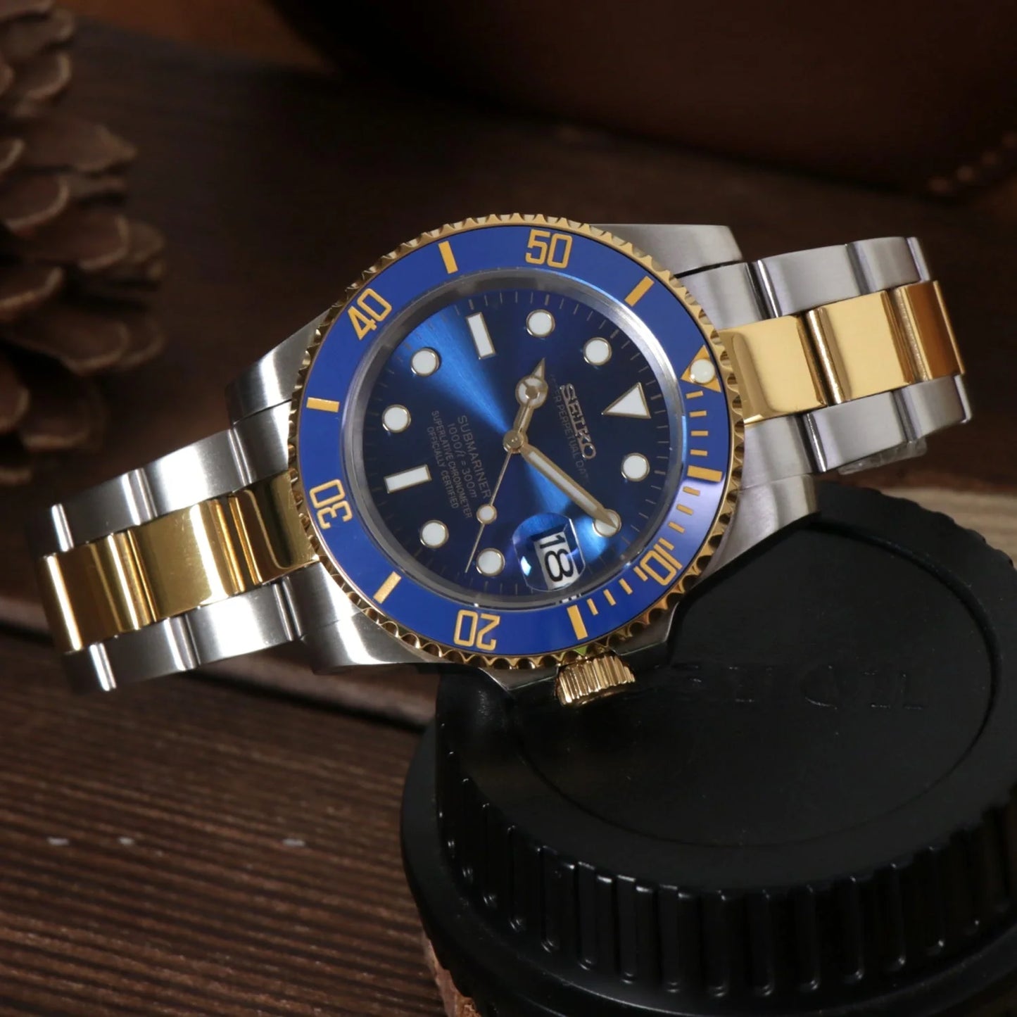 Seiko Mod Submariner Two Tone Blue