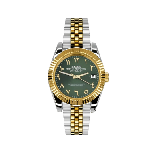 Seiko Mod Datejust Arabic Green Two Tone