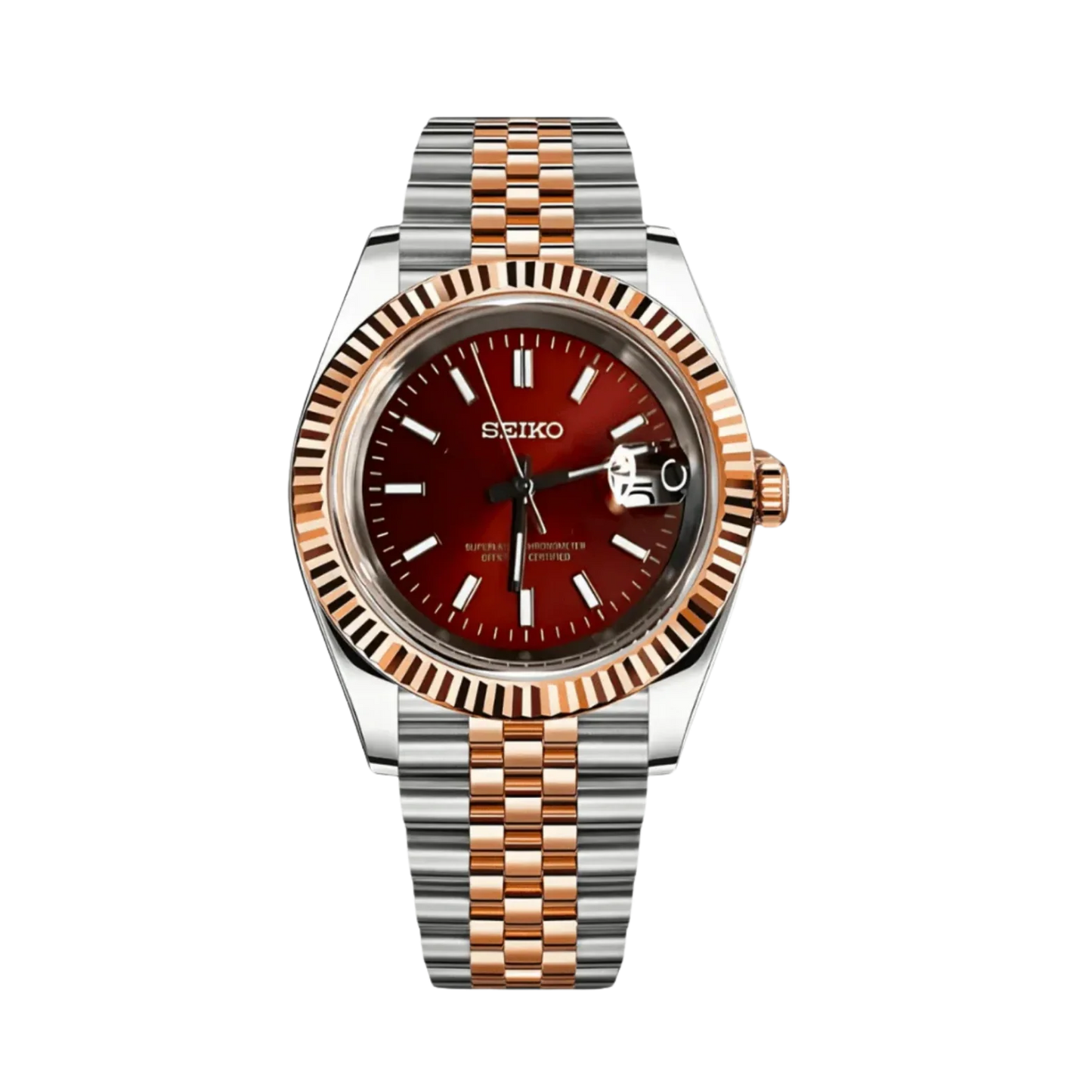 Seiko Mod Datejust Roman Red Two Tone