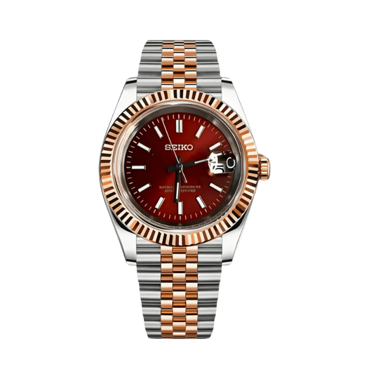Seiko Mod Datejust Roman Red Two Tone