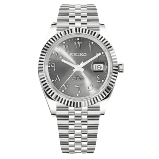 Seiko Mod Datejust Arabic Grey