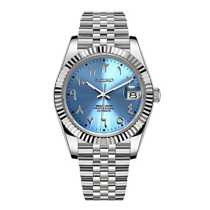 Seiko Mod Datejust Arabic Light Blue