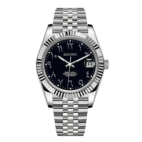 Seiko Mod Datejust Arabic Black