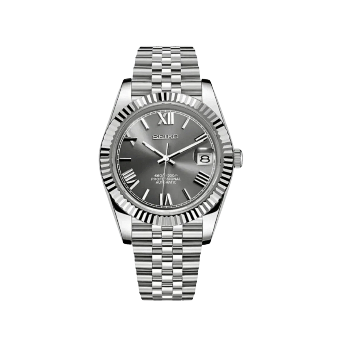 Seiko Mod Datejust Roman Grey
