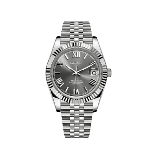 Seiko Mod Datejust Roman Grey