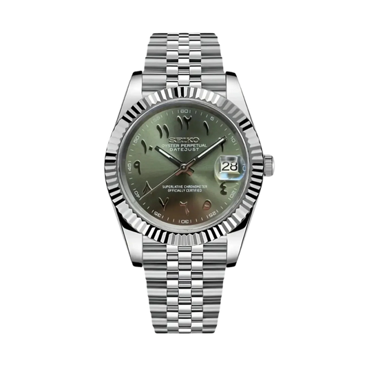 Seiko Mod Datejust Mod Arabic Olive Green