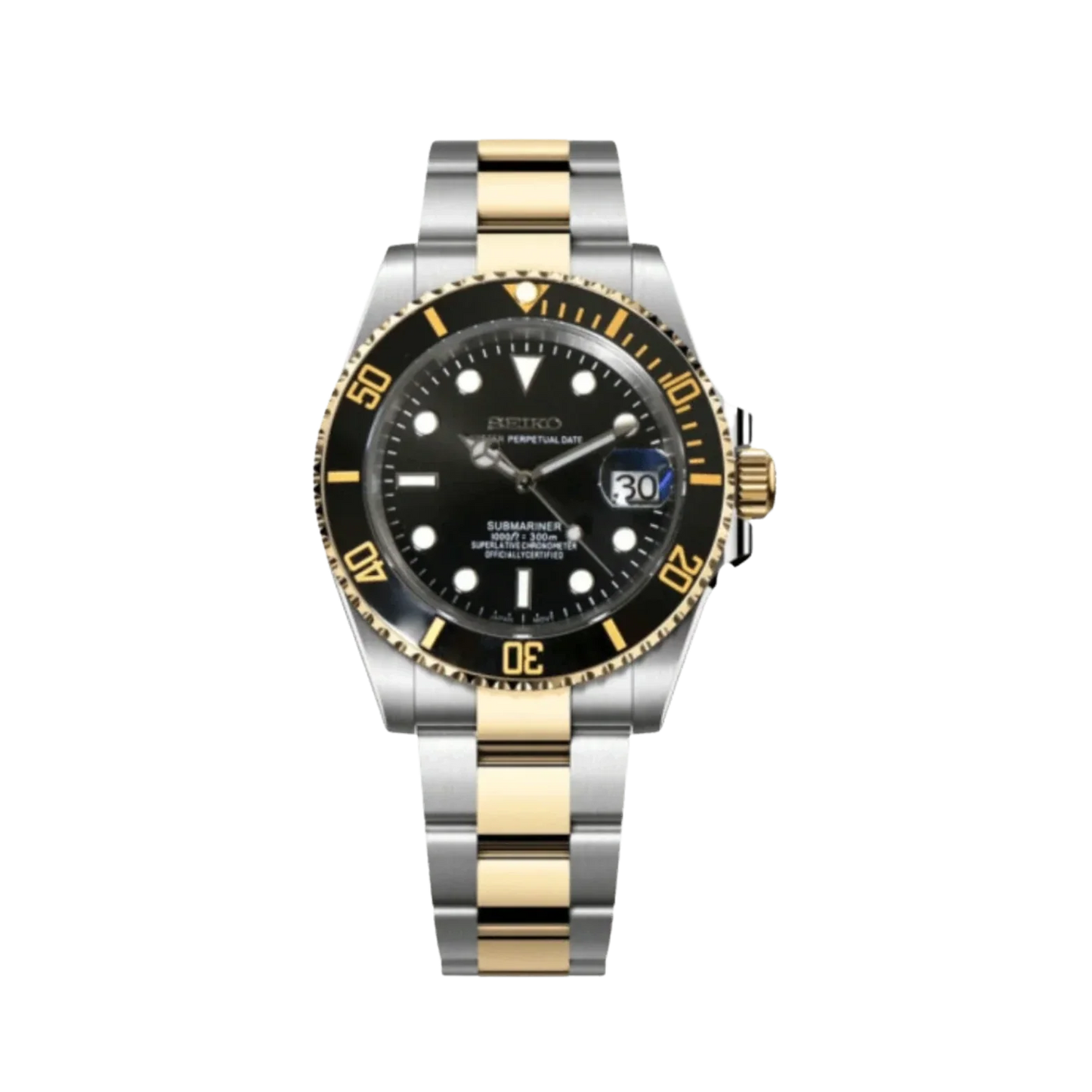 Seiko Mod Submariner Two-Tone Black