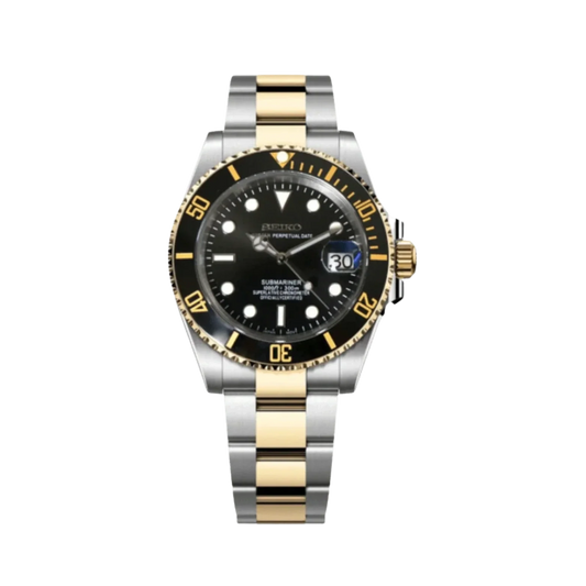 Seiko Mod Submariner Two-Tone Black