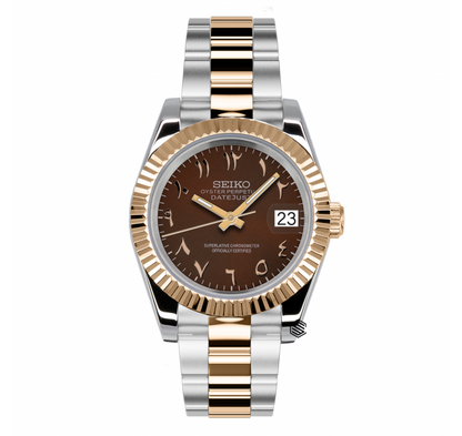 Seiko Mod Datejust Arabic Brown Two Tone