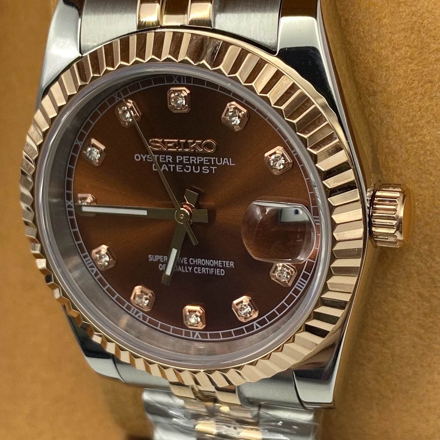 Seiko Mod Datejust Crystal Champagne