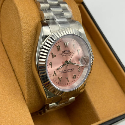 Seiko Mod Datejust Arabic Pink