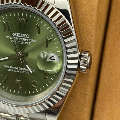 Seiko Mod Datejust Mod Arabic Olive Green