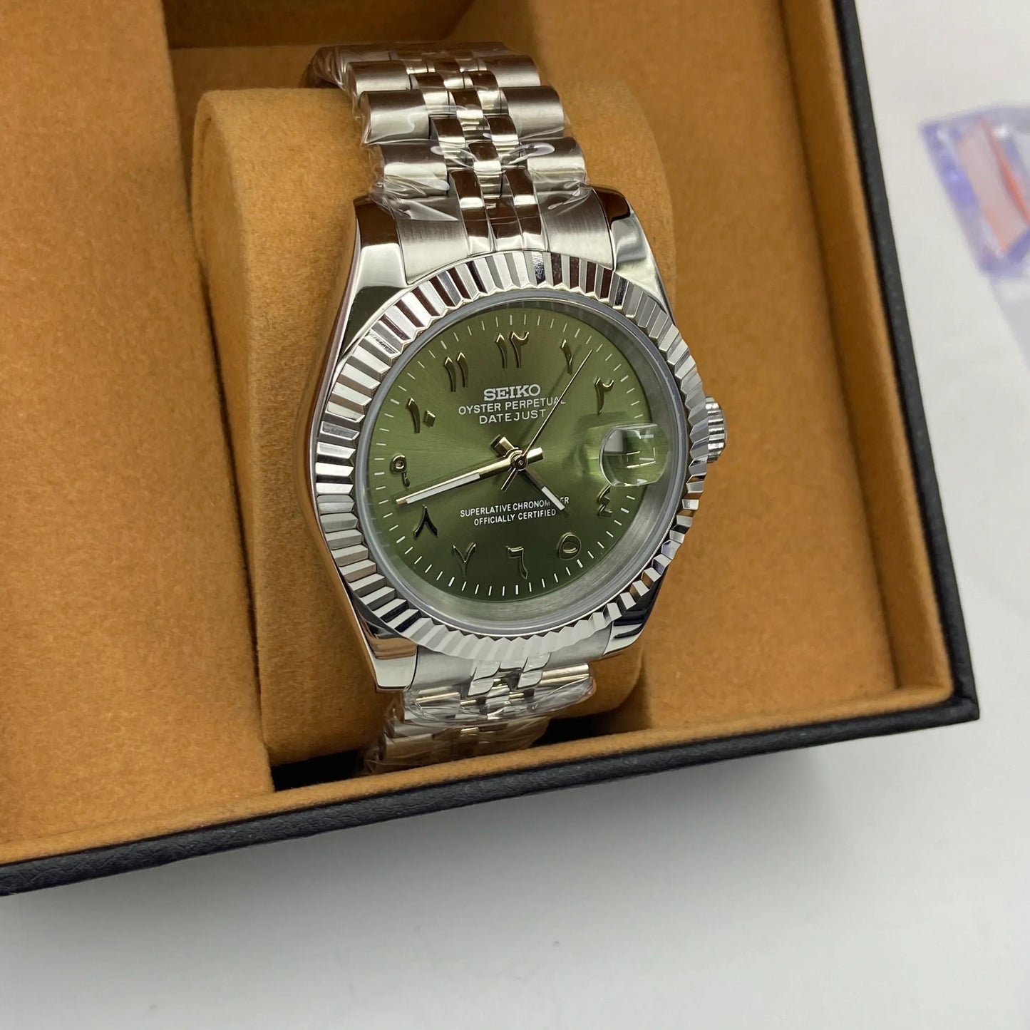 Seiko Mod Datejust Mod Arabic Olive Green