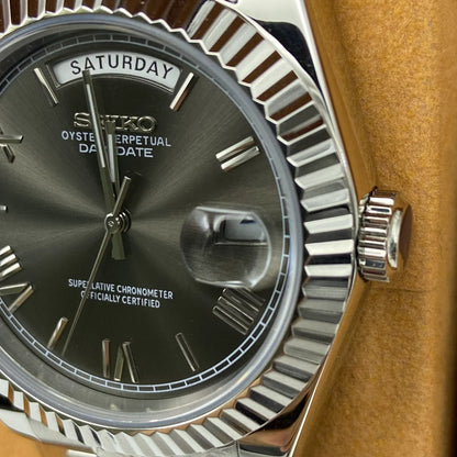 Seiko Mod Datejust Roman Grey