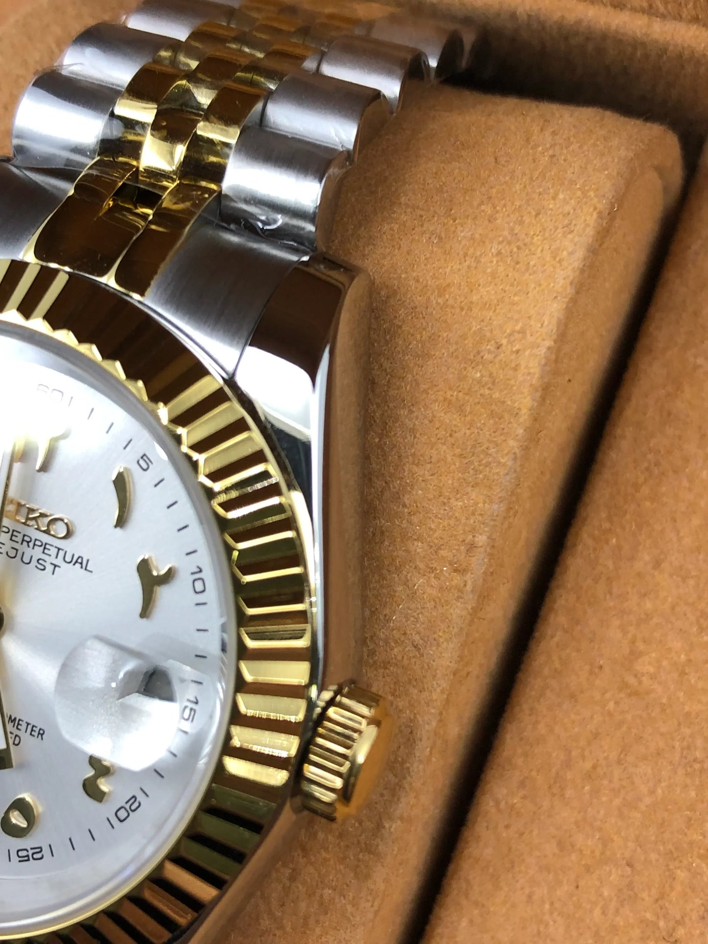 Seiko Mod Datejust Arabic White Two Tone