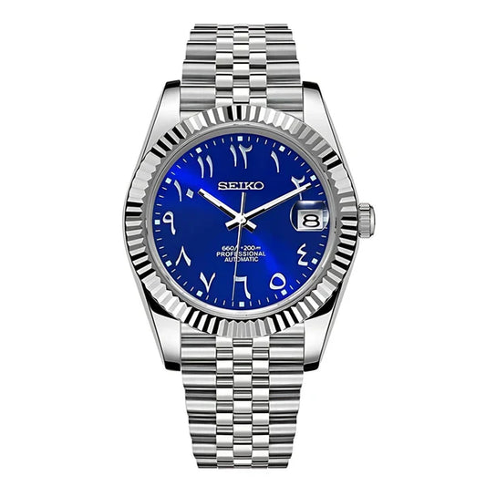 Seiko Mod Datejust Arabic Blue